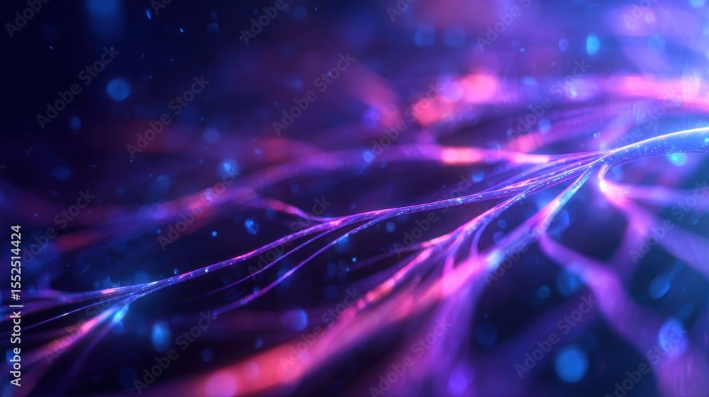 Fototapeta premium Abstract representation of flowing light trails in vibrant colors against a dark background