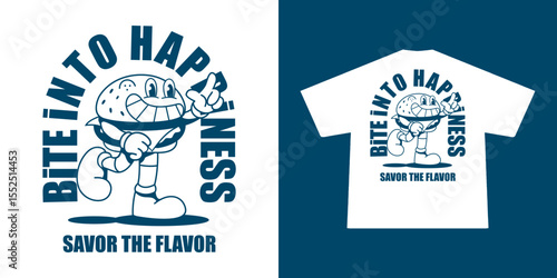 cartoon character of burger Graphic Design for T shirt Street Wear and Urban Style	

