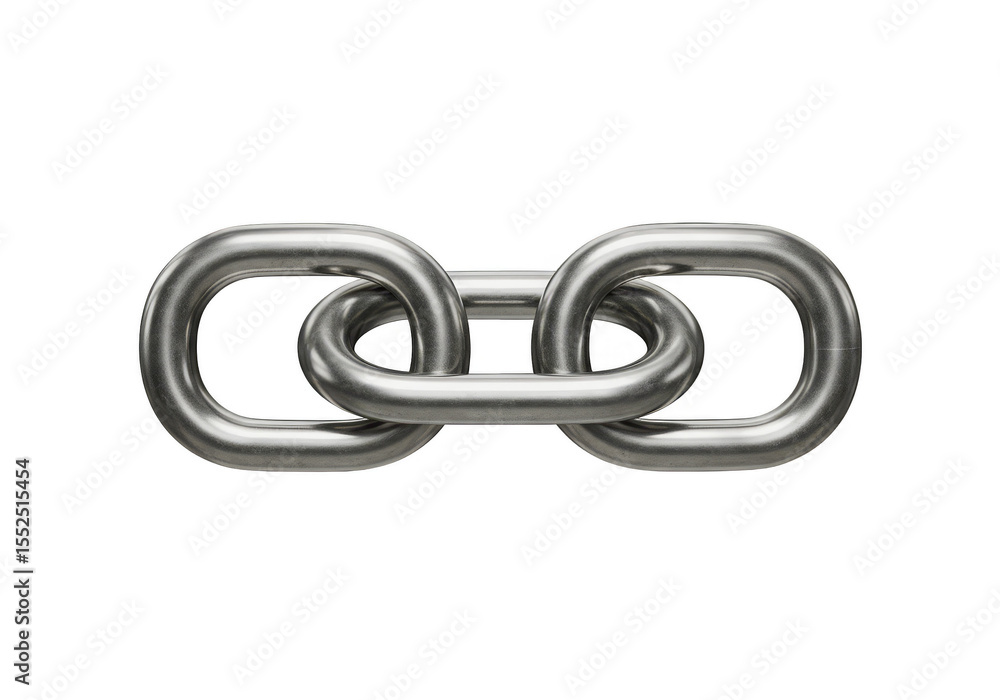 Obraz premium Isolated Chain Link Security Strength in Silver Metallic Background