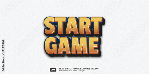 Start Game 3D Cartoon Editable Text Effect | Premium Font Template