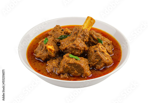 Isolated Dish of Mutton Curry Bowl with Indian and Asian Spices PNG