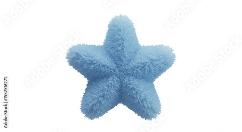 Isolated Fluffy Blue Starfish Sea Element on Transparent Background 3D