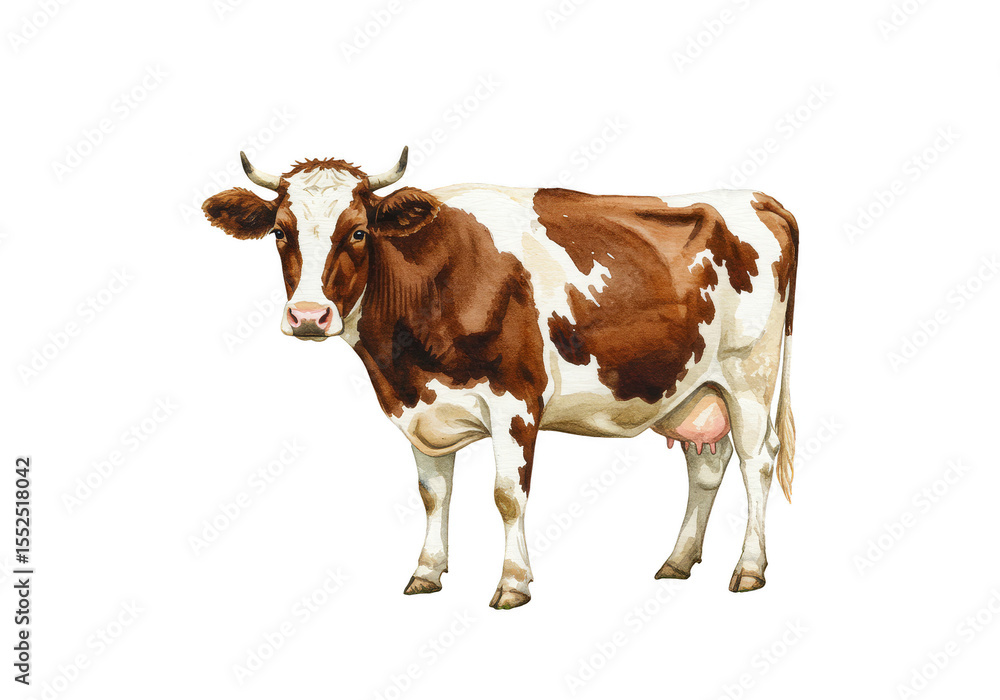 Isolated Illustration of Brown and White Cow on Transparent Background Isolated Illustration of Brown and White Cow on Transparent Background
