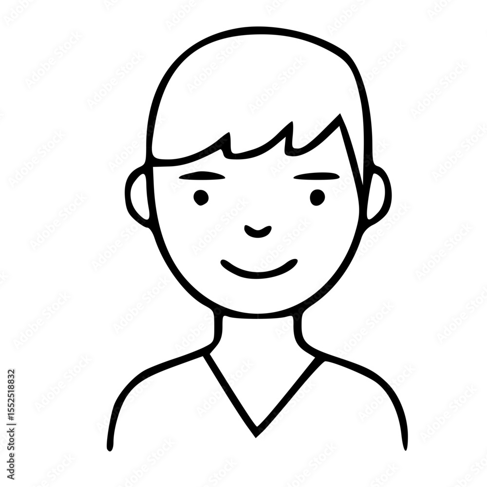 Simple Handdrawn Smiling Man Portrait Outline Illustration Character Design Simple Handdrawn Smiling Man Portrait Outline Illustration Character Design