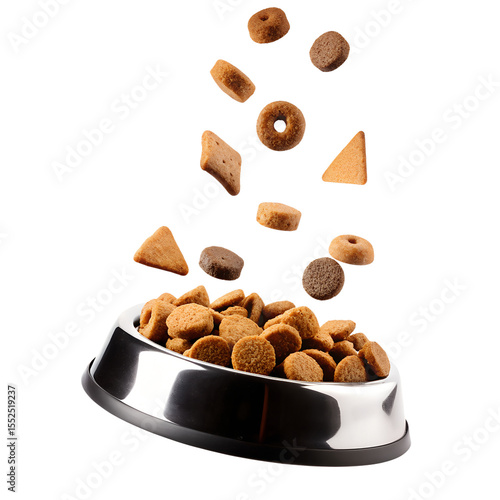 pet dog cat food flying isolated on transparent or white background