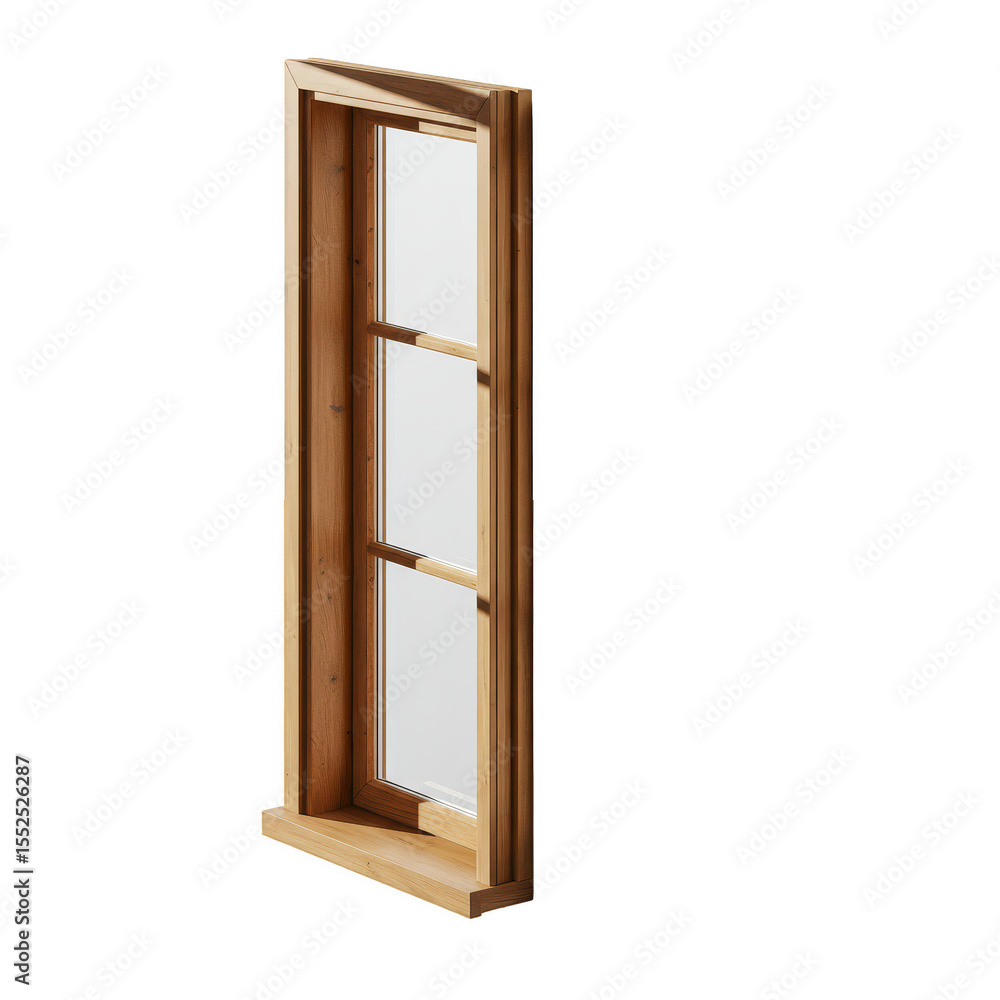 Isolated Transparent Window with Wooden Frame Architecture Design Isolated Transparent Window with Wooden Frame Architecture Design