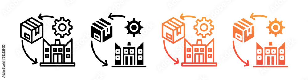 Fototapeta premium Supply Chain Multi Style Icon Set Vector 