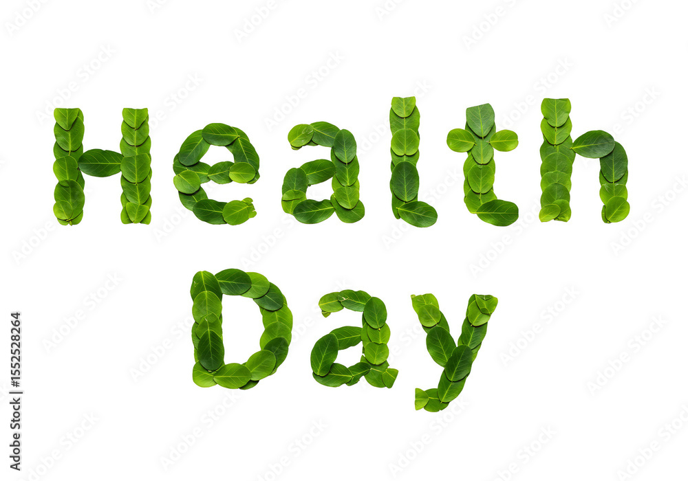 Isolated Word Health Day Concept from Fresh Green Aloe Vera Plants Isolated Word Health Day Concept from Fresh Green Aloe Vera Plants