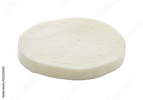 Isolated Piece of Fresh Mozzarella Cheese Food Ingredient on Transparent Background