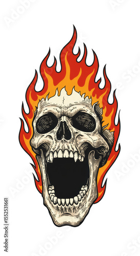 Pixel Art Flaming Skull With Transparent Fiery Pixelated Rage