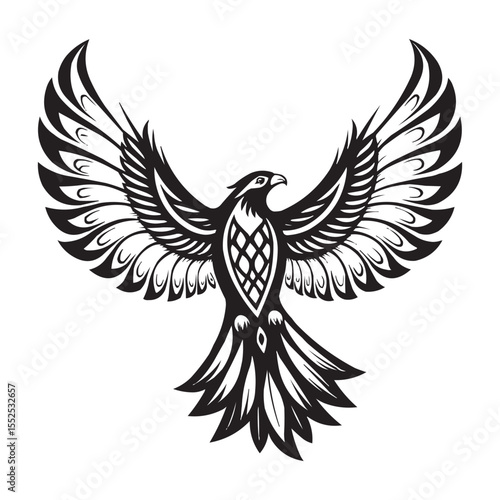 Tribal Phoenix Bird Vector – Mythical Firebird Tattoo Design