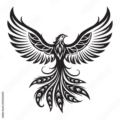 Tribal Phoenix Bird Vector – Mythical Firebird Tattoo Design