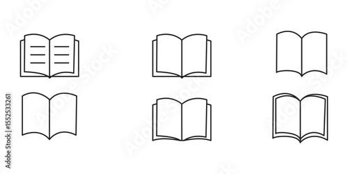 Book line icons set. Flyer leaflet, catalogue, booklet, magazine, letterhead, open book and other polygraphy vector illustration. Outline signs for print shop. Editable Stroke