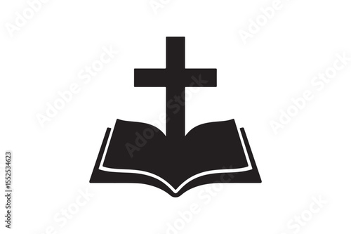 protestant symbol silhouette vector art illustration on white background