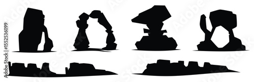 desert hills stones cartoon rocks wild landscape cliffs exact vector exotic outdoor environment.