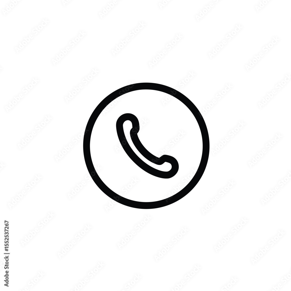 Obraz premium Black and White Phone Call Icon Isolated on White Background Illustration