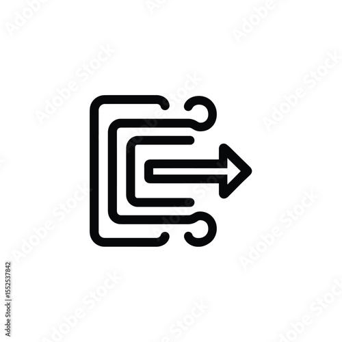 Black Exit Icon Symbolizing Departure, Evacuation, or Escape Route with Directional Arrow