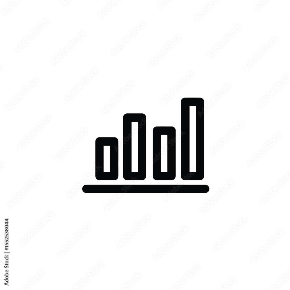 Black Line Chart Symbol Icon Representing Data Analysis, Growth, and Statistical Information on White Background Black Line Chart Symbol Icon Representing Data Analysis, Growth, and Statistical Information on White Background