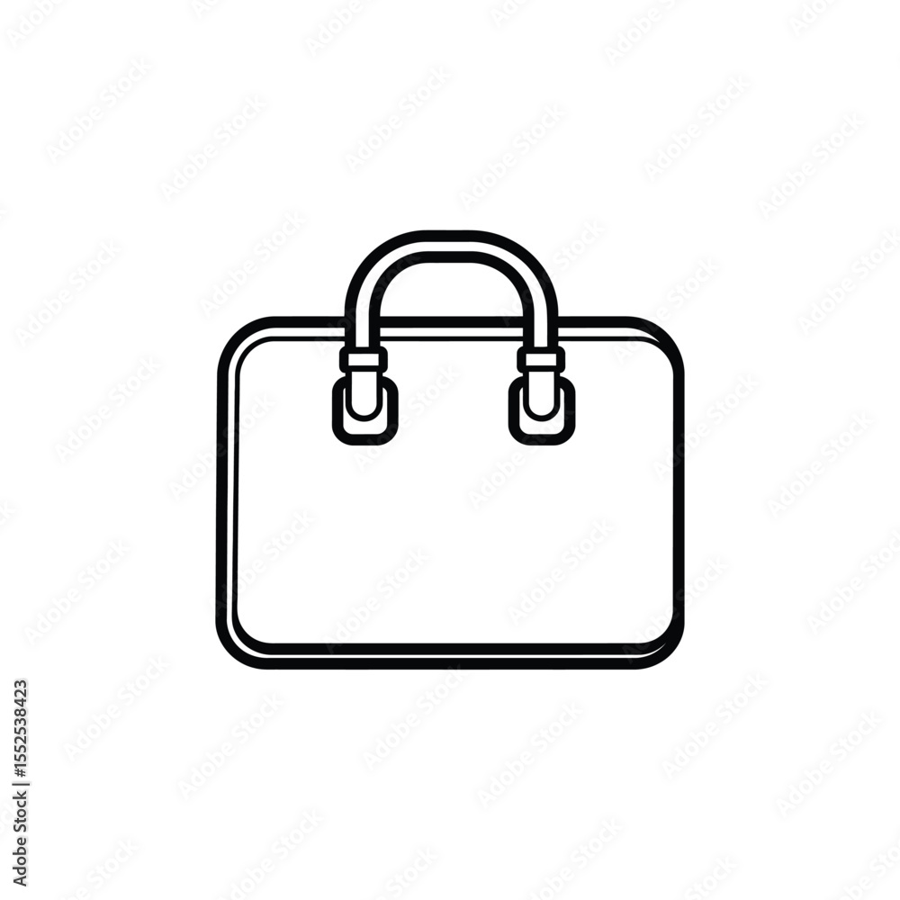 Black outline Icon drawing of a briefcase with a handle isolated on transparent Black outline Icon drawing of a briefcase with a handle isolated on transparent