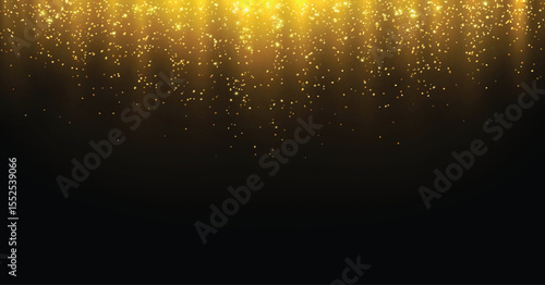  dazzling golden glitter falling down vector illustration.