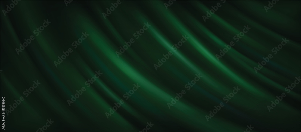 Fototapeta premium deep green rippled fabric realistic vector background.
