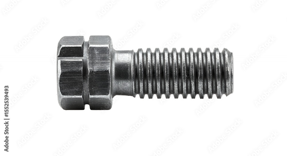 Metallic bolt closeup against white background Metallic bolt closeup against white background