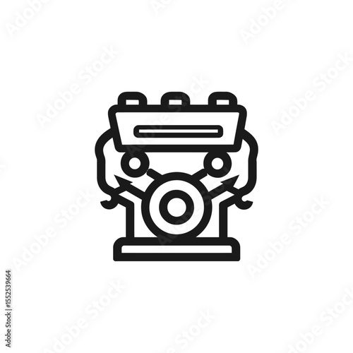 Car Engine Outline on Transparent Background, Automotive Symbol and Mechanical Part