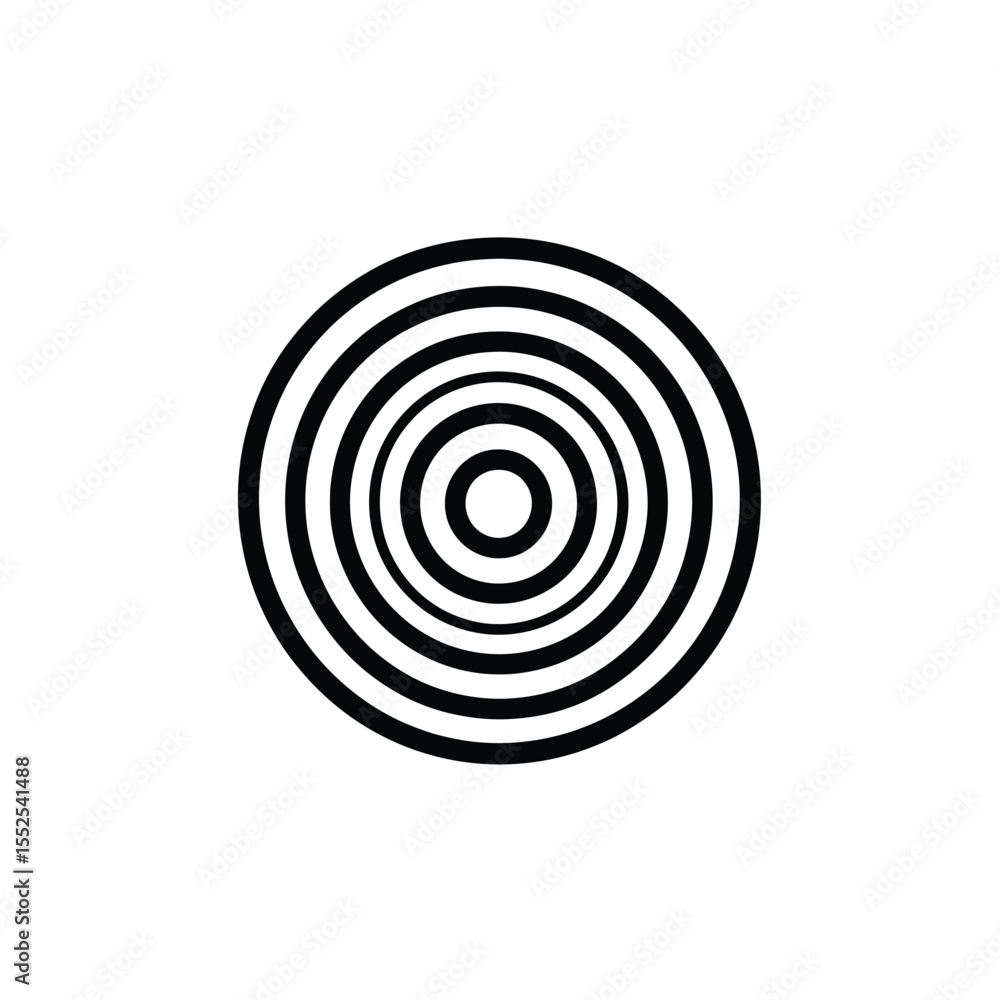 Concentric Rings Black and White Abstract Design with Circular Patterns on a White Background Concentric Rings Black and White Abstract Design with Circular Patterns on a White Background