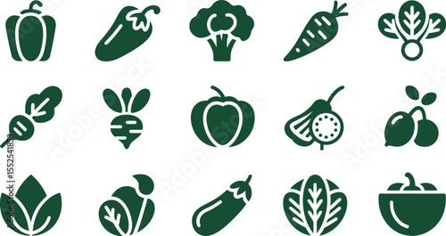 Vector vegetables icons set healthy food design elements fresh produce market farm to table concept one hundred editable stock vector illustration