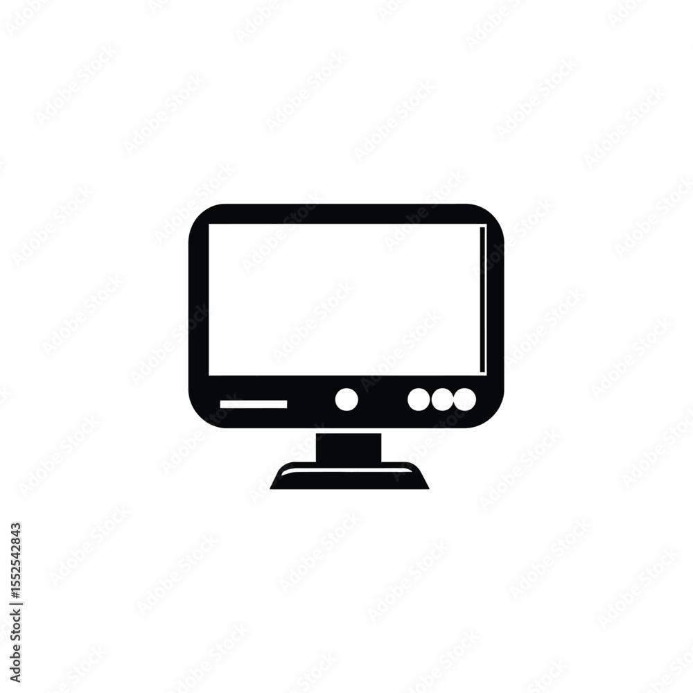 Illustration of a Black Desktop Computer Monitor with Buttons and a Stand Illustration of a Black Desktop Computer Monitor with Buttons and a Stand