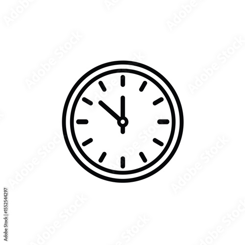 Minimalist Clock Icon Depicting Eleven O'Clock in Format Design Element