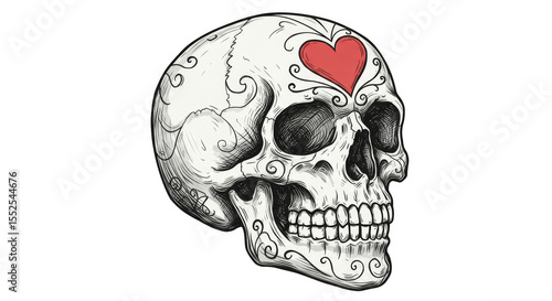 Skull Heart Day Of The Dead Celebration Decoration Transparent Background