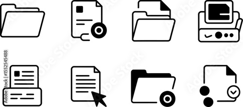 File folder document icon set vector illustration for web design and mobile app interface 100px editable stock vector illustration