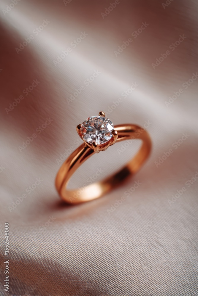 A sparkling diamond ring on a soft satin surface, highlighting elegance and sophistication. A sparkling diamond ring on a soft satin surface, highlighting elegance and sophistication.
