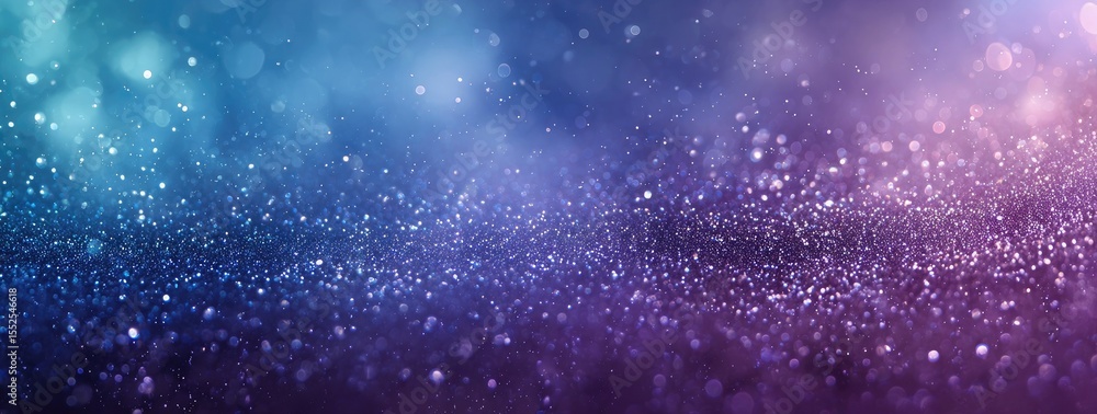 Obraz premium An abstract image of glittering particles transitioning from cool blues to warm purples, creating a dreamy, bokeh-filled effect