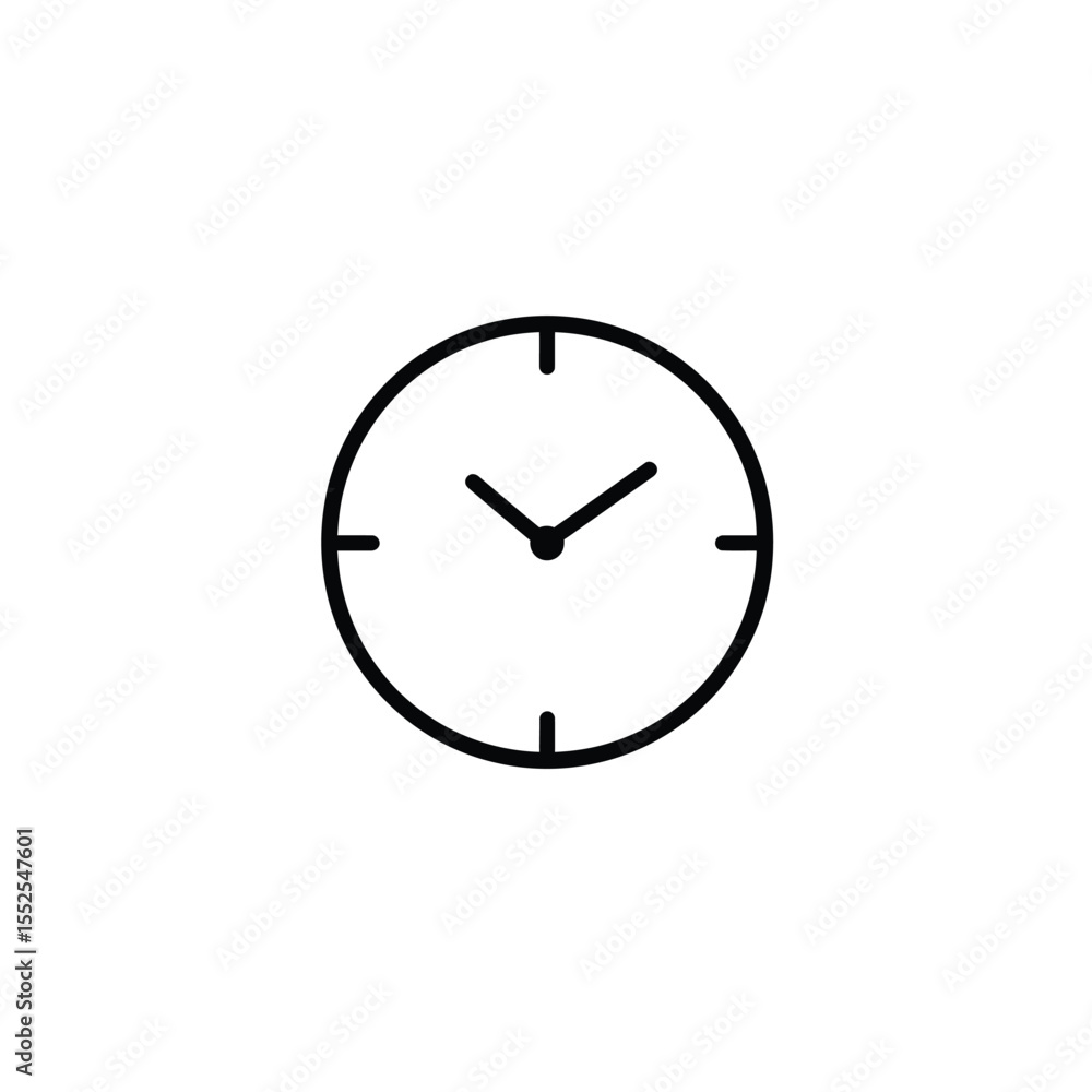 Simple Black and White Clock Icon Showing Time Around Ten Minutes Past Nine Simple Black and White Clock Icon Showing Time Around Ten Minutes Past Nine