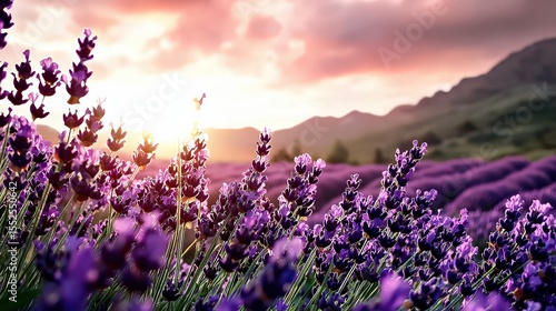 Lavender fields in bloom at sunset provence nature photography serene environment vibrant viewpoint