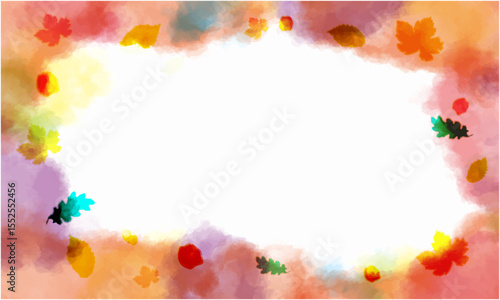 水彩風秋色と紅葉の背景