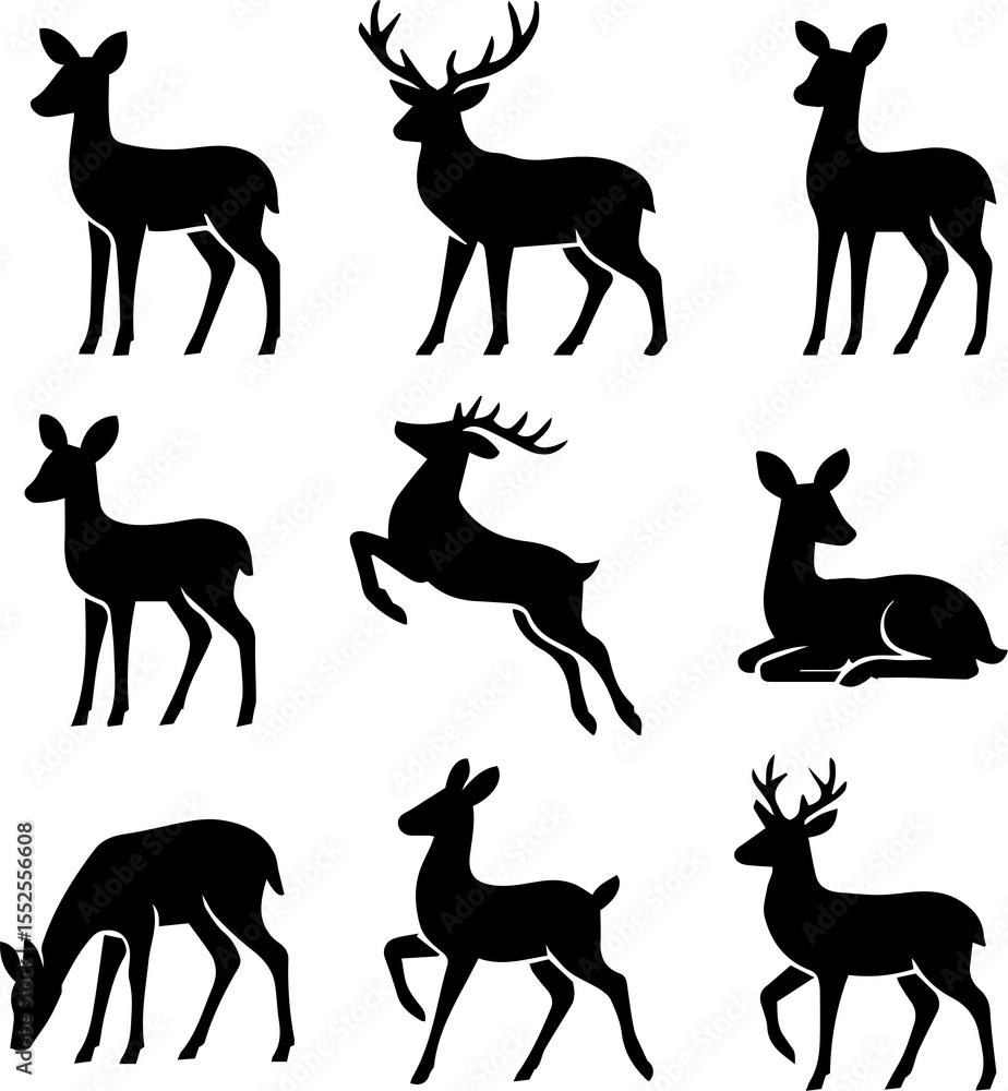 Fototapeta premium deer silhouettes vector