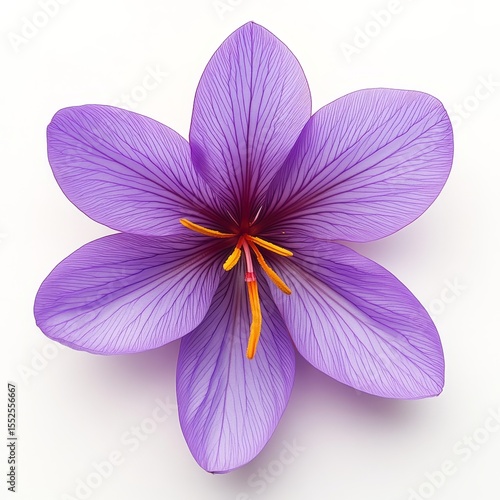  Saffron flower seen from above and silhouetted on a white background