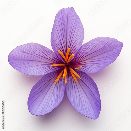  Saffron flower seen from above and silhouetted on a white background