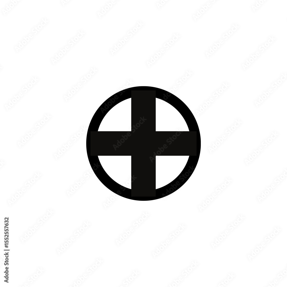 Abstract Circle Cross Symbol Black and White Vector Graphic Abstract Circle Cross Symbol Black and White Vector Graphic