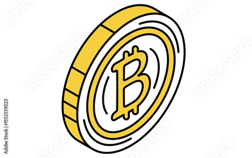 Simple line drawing icon of cryptographic assets, digital currency concept (isometric illustration)