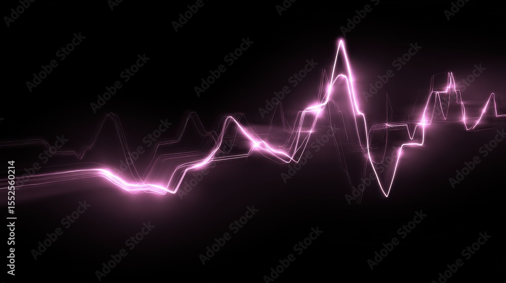 Fototapeta premium Pink Waveform Lines on Black Background