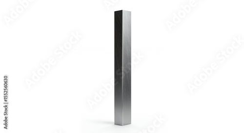 Metallic rectangular post on white background