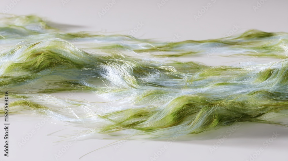 Obraz premium Green and White Strands on Light Surface