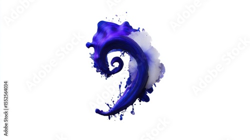 Isolated Blue and Purple Swirl with Watercolor Stain