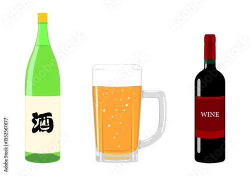 日本酒と生ビールとワイン