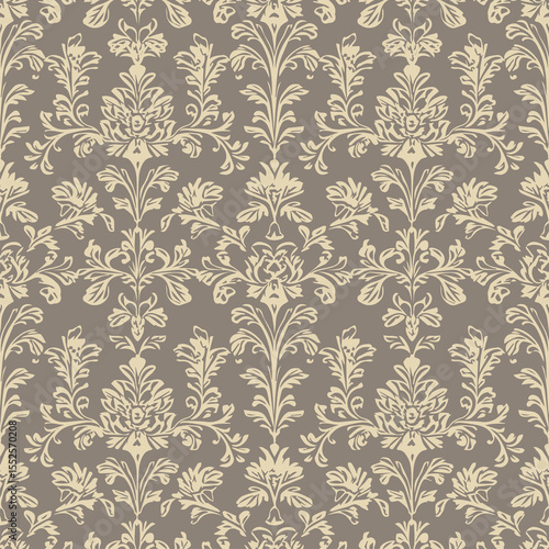 The Damask rococo style is seamless, Champagne on Taupe, and the warm, elegant mood is expensive to use for vector wallpapers.