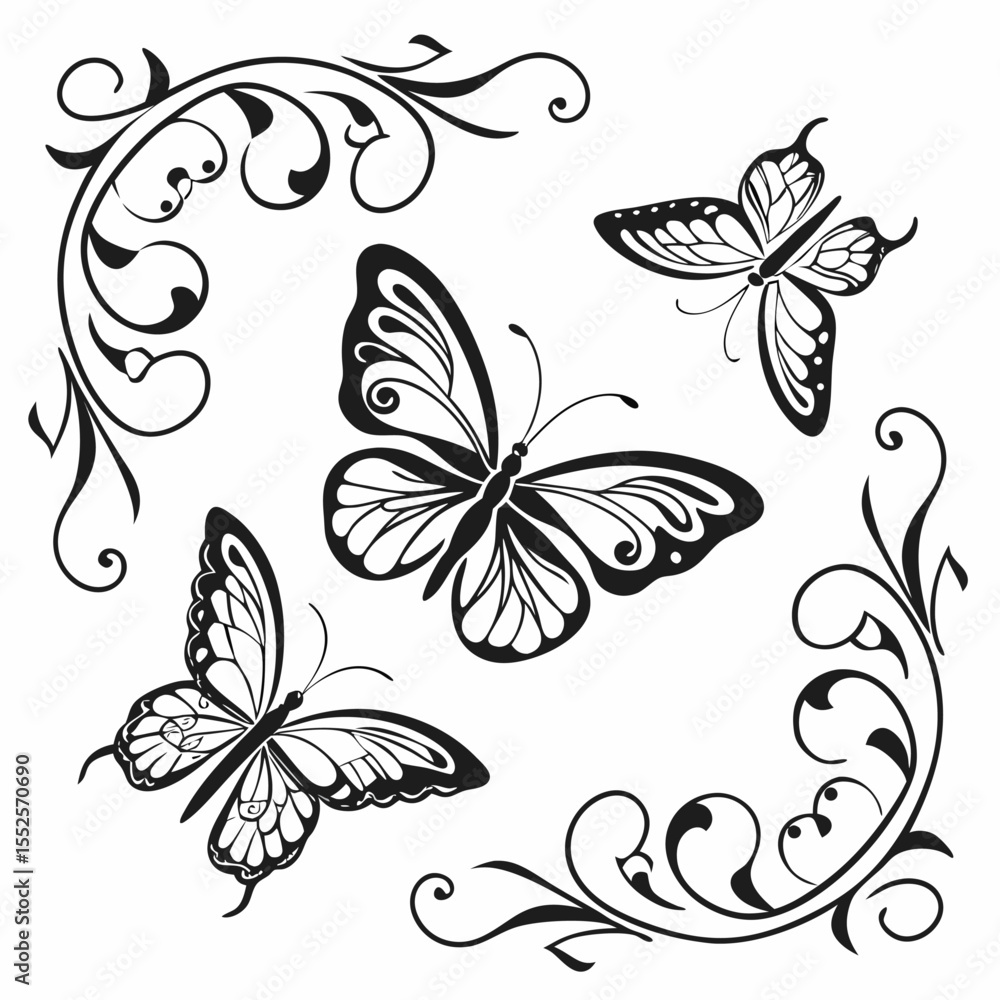 Fototapeta premium Timeless Butterfly Collection vector 